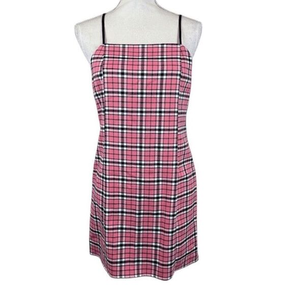 Urban Outfitters Pink and Black Plaid Mini Dress Sleeveless Back Zip Size Small - Picture 2 of 9